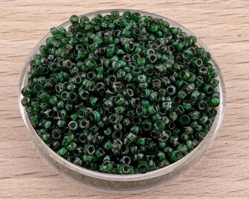 10 g Miyuki perlen 11/0 Picasso Transparentgrün 4507, japanische rocailles 2 mm