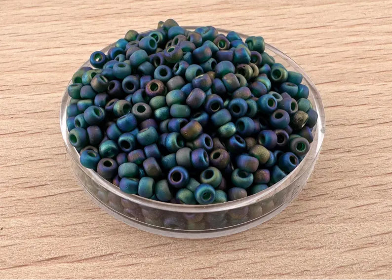 10 g Miyuki 8/0 11/0 Rocailles, mattiert, transparent, dunkelgrün, AB 0156FR, japanische Perlen, Größe 2 mm 3 mm