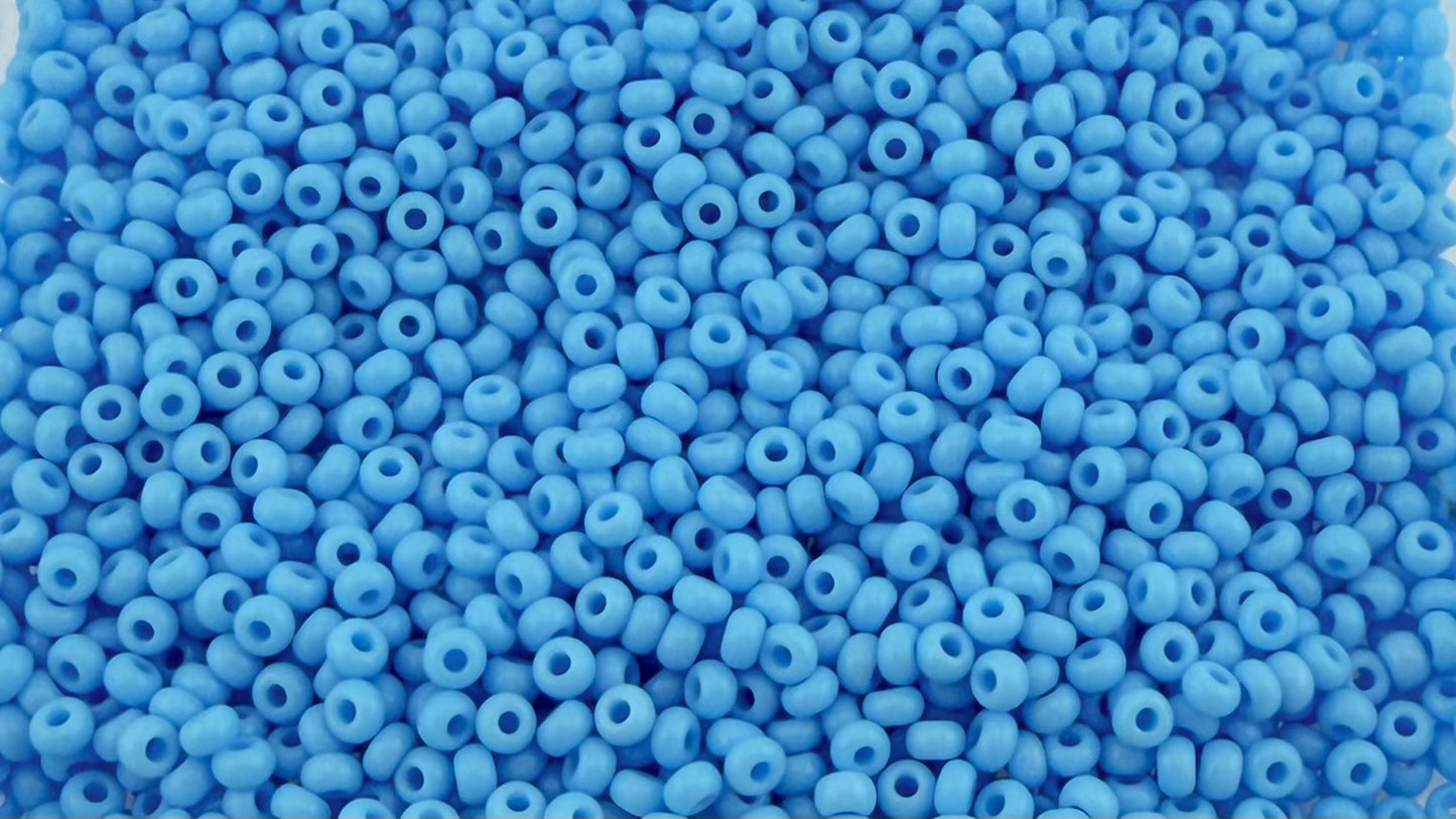 9/0 Preciosa Ornela Rocailles Blau (Hell Lagoon opak - 63020B) 30 g, Böhmische Rocailles für DIY Schmuck