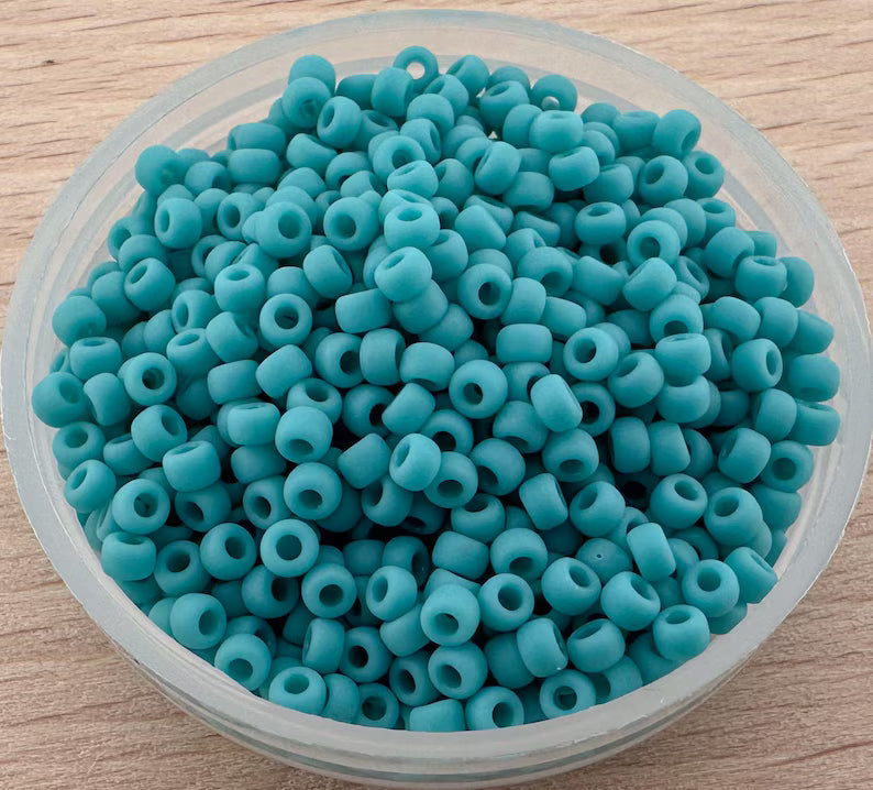 10 g Miyuki perlen 8/0, matt, opak, türkisgrün 0412F, japanische Rocailles 3 mm