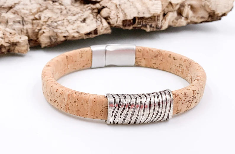 Eco- Friendly Cork Bracelet - Natural ,Unisex, vegan jewelry