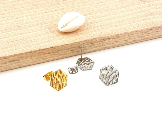 Stainless Steel Stud Earrings 12mm hexagon shape for Pendant DIY accessories making Earrings jewelry