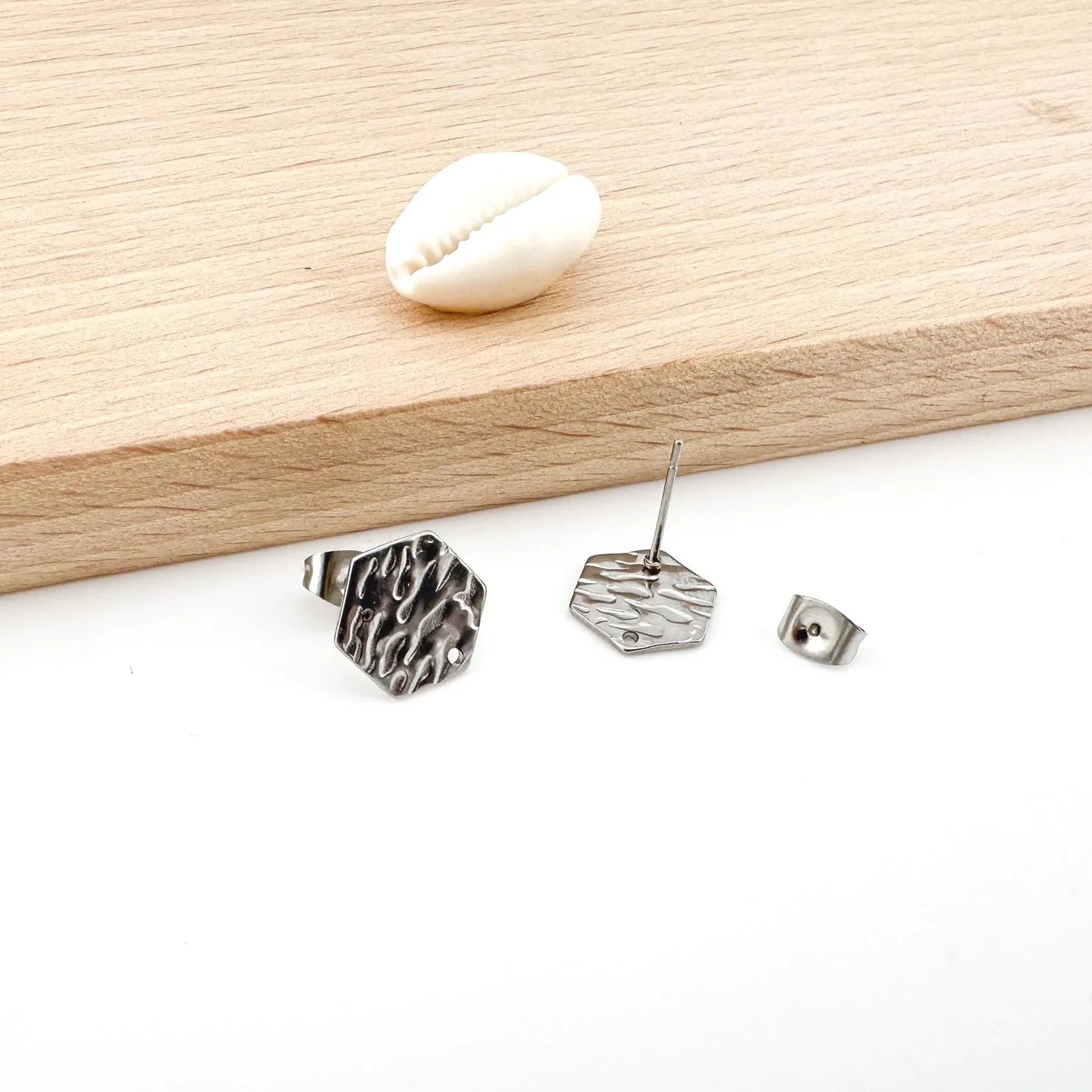 Stainless Steel Stud Earrings 12mm hexagon shape for Pendant DIY accessories making Earrings jewelry