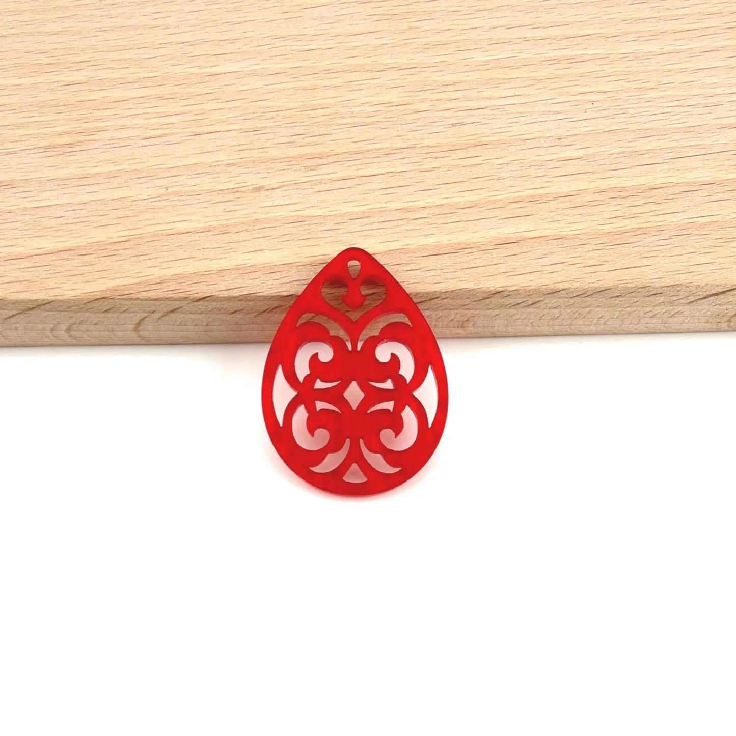Anhänger in Rautenform aus Kunstharz im Barockstil 38x27mm zum Ohrringbasteln, DIY-Schmuck im Bohème-Stil
