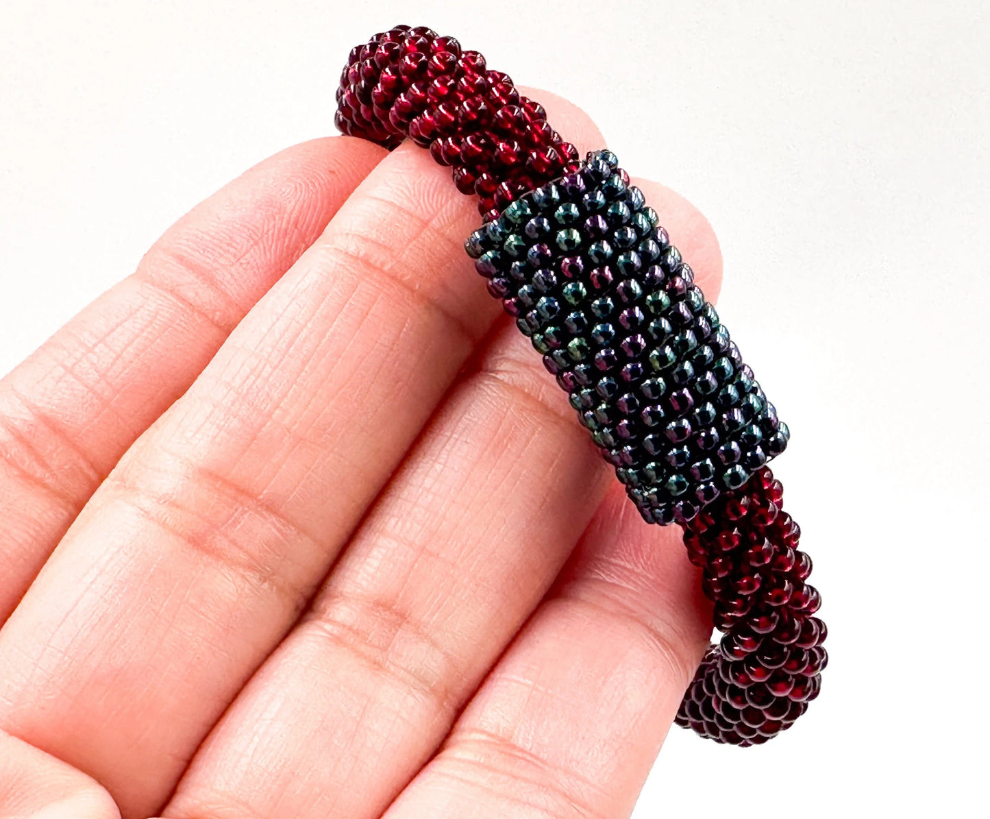 Handmade red crochet Bracelet with peyote, Minimalist Jewelry gift