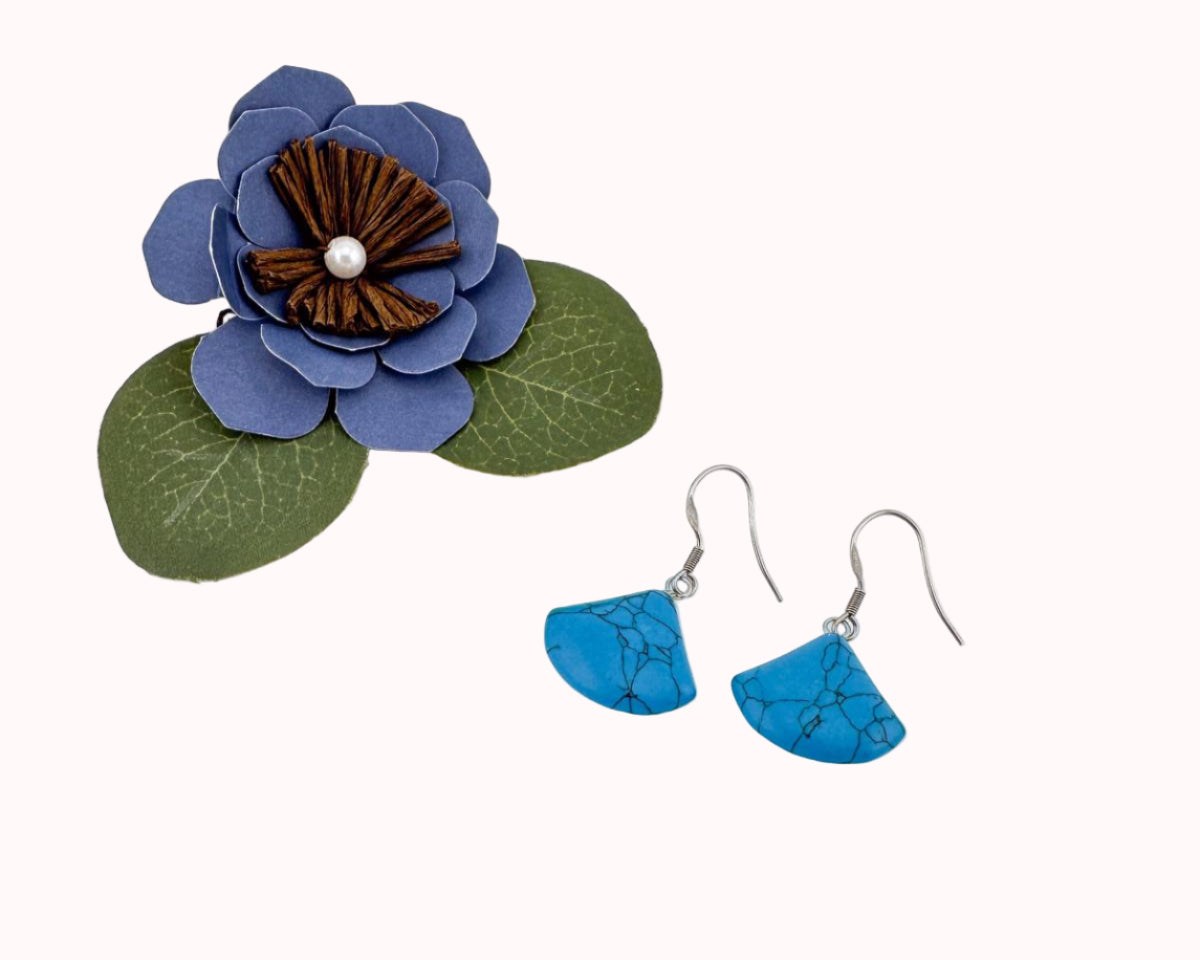 Ohrhänger mit blauem Türkis-Edelstein – Geschenkidee für Damen